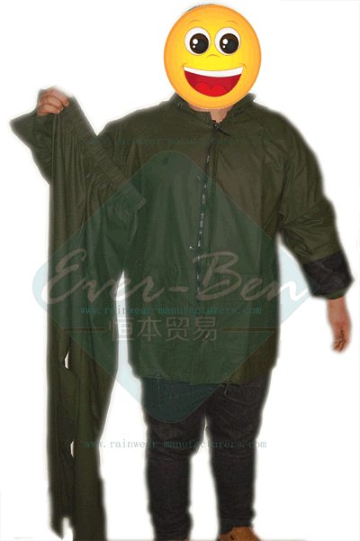 Green rain suit for motorcycle riders